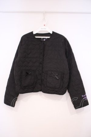 画像: m petit by misako / クロミタフタハートキルトジャケット M クロ O-26-01-29-072-LO-JA-OW-OS