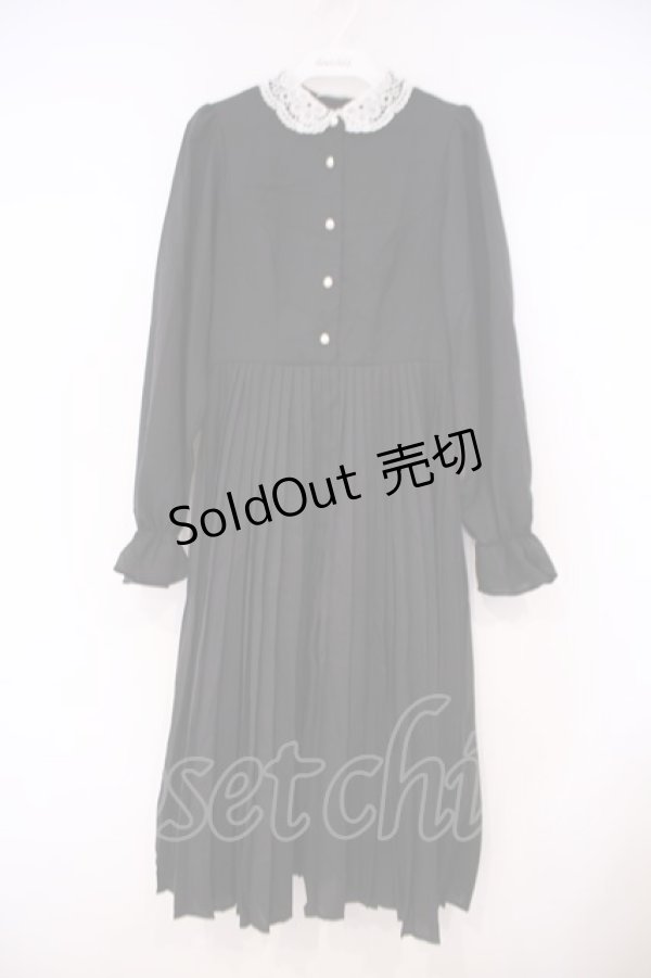 画像1: m petit by misako / AM*レースエリプリーツワンピース S クロ O-26-01-29-073-LO-OP-OW-ZT0131B (1)