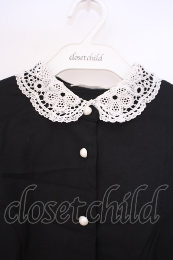 画像2: m petit by misako / AM*レースエリプリーツワンピース S クロ O-26-01-29-073-LO-OP-OW-OS (2)