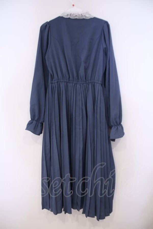 画像2: m petit by misako / AM*レースエリプリーツワンピース S アオ O-26-01-29-074-LO-OP-OW-OS (2)