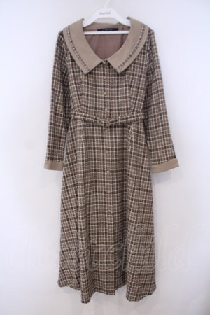 画像: an another angelus / スモーキークレリックツイードチェックワンピース F ベージュ×ブラウン O-26-01-29-078-CA-OP-OW-OS
