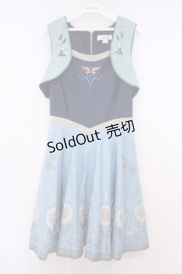 画像1: Secret Honey / ひまわり柄ワンピース(エルサのサプライズver) 2 ブルー×グリーン O-26-01-29-092-CA-OP-OW-OS (1)