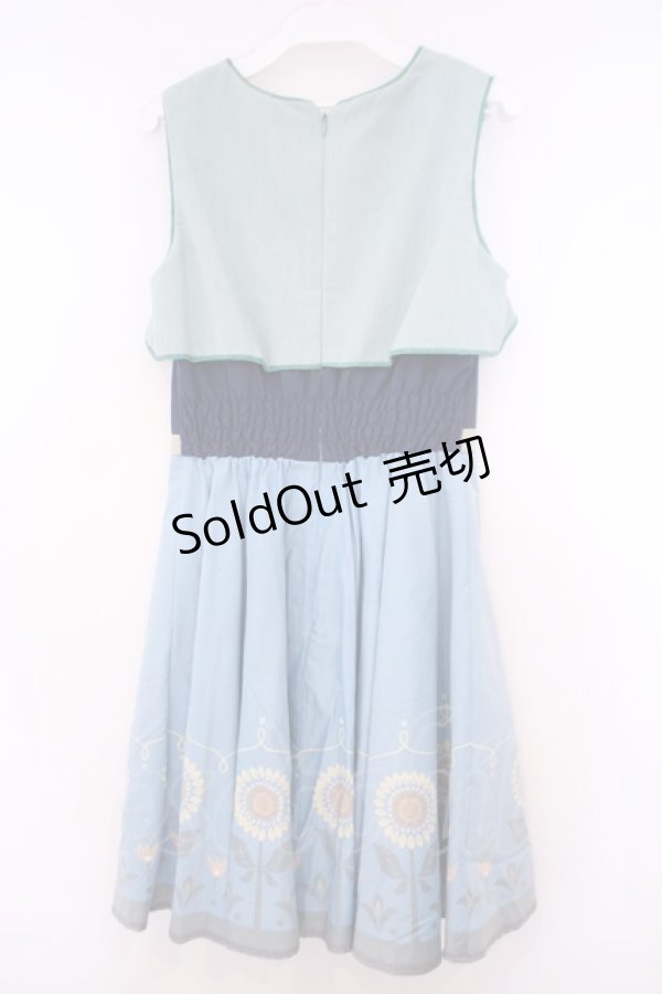 画像4: Secret Honey / ひまわり柄ワンピース(エルサのサプライズver) 2 ブルー×グリーン O-26-01-29-092-CA-OP-OW-OS (4)