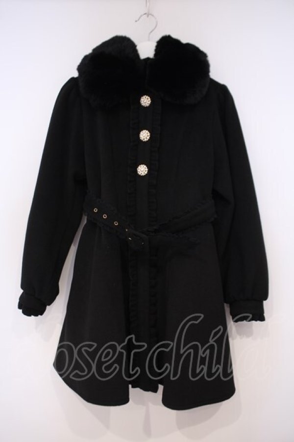 画像1: Rojita / ビジュ釦襟ファーコート F クロ O-26-01-29-009-LO-CO-OW-OS (1)