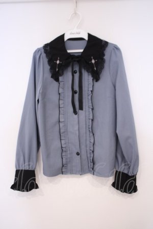 画像: DearMyLove / クロス刺繍襟ブラウス M ブルー O-26-01-29-010-EL-BL-OW-OS