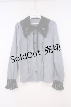 画像: DearMyLove / クロス刺繍襟ブラウス M ブルー O-26-01-29-010-EL-BL-OW-OS