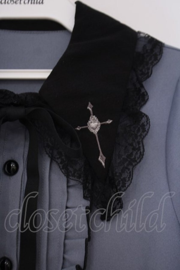 画像2: DearMyLove / クロス刺繍襟ブラウス M ブルー O-26-01-29-010-EL-BL-OW-OS (2)
