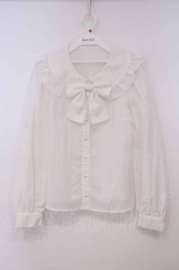 画像1: Ank Rouge / フリル襟ブラウス M シロ O-26-01-29-011-CA-BL-OW-OS (1)