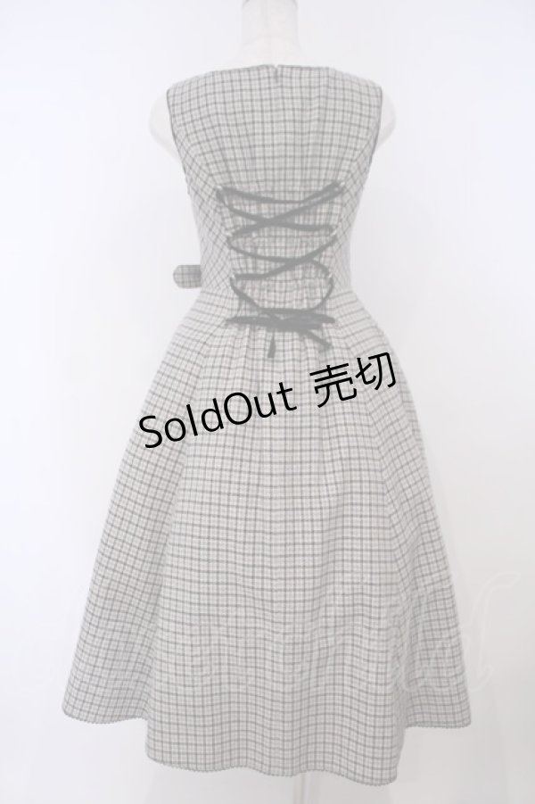 画像4: Victorian maiden / シャーロックチェックジャンパースカート  グレー O-26-01-29-001-CL-OP-OW-OS (4)