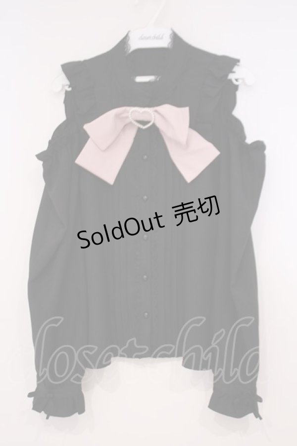 画像1: DearMyLove / ハートバックルリボンオフショルブラウス M クロ×ピンク O-26-01-29-012-EL-BL-OW-OS (1)