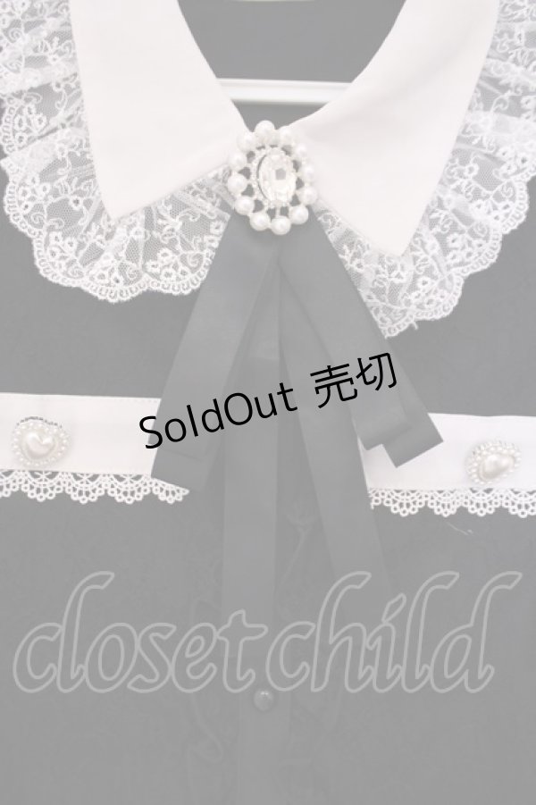 画像2: DearMyLove / ビジューブローチレースブラウス M クロ O-26-01-29-014-EL-BL-OW-OS (2)