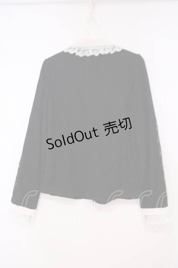 画像3: DearMyLove / ビジューブローチレースブラウス M クロ O-26-01-29-014-EL-BL-OW-OS (3)