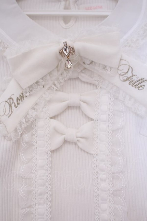 画像2: LIZ LISA / ティアラリボンリブカットブラウス 0 シロ O-26-01-29-015-LO-TO-OW-OS (2)