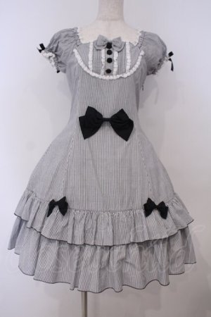 画像: metamorphose / 半袖フリルリボンワンピース  グレー O-26-01-29-002-ME-OP-YM-OS