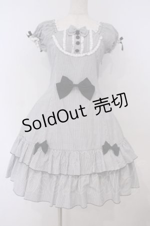 画像: metamorphose / 半袖フリルリボンワンピース  グレー O-26-01-29-002-ME-OP-YM-OS