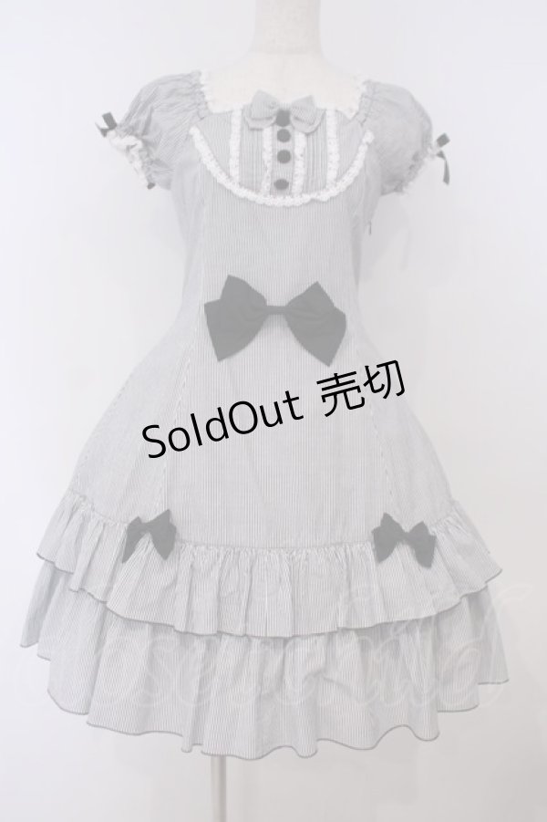 画像1: metamorphose / 半袖フリルリボンワンピース  グレー O-26-01-29-002-ME-OP-YM-OS (1)