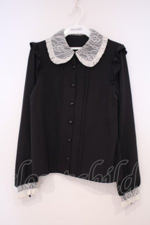 画像: DearMyLove / レース重ねハートリボンフリルブラウス M クロ O-26-01-29-019-EL-BL-OW-OS