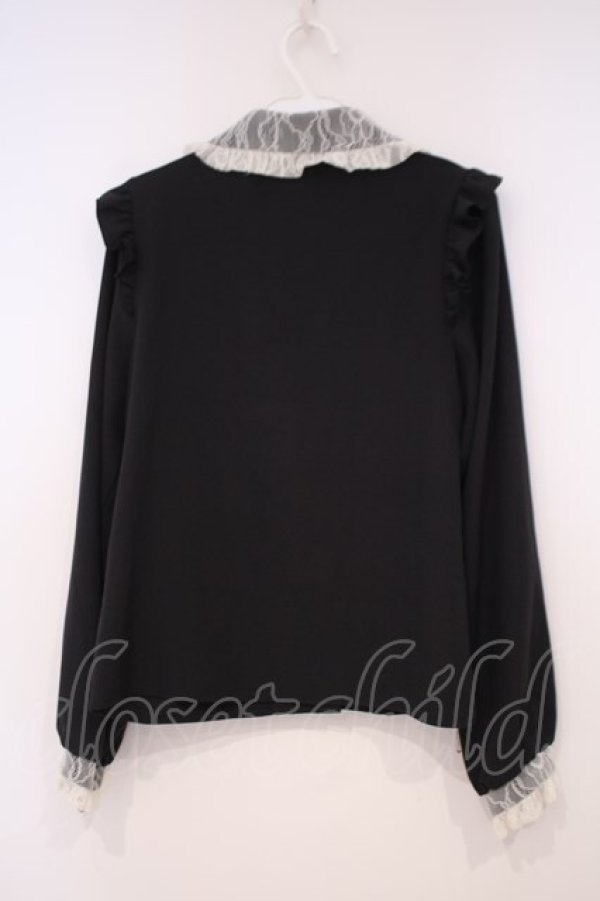 画像3: DearMyLove / レース重ねハートリボンフリルブラウス M クロ O-26-01-29-019-EL-BL-OW-OS (3)