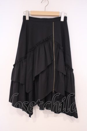 画像: BPN / アシンメトリーフリルスカート M ブラック O-26-01-29-023-GO-SK-OW-OS