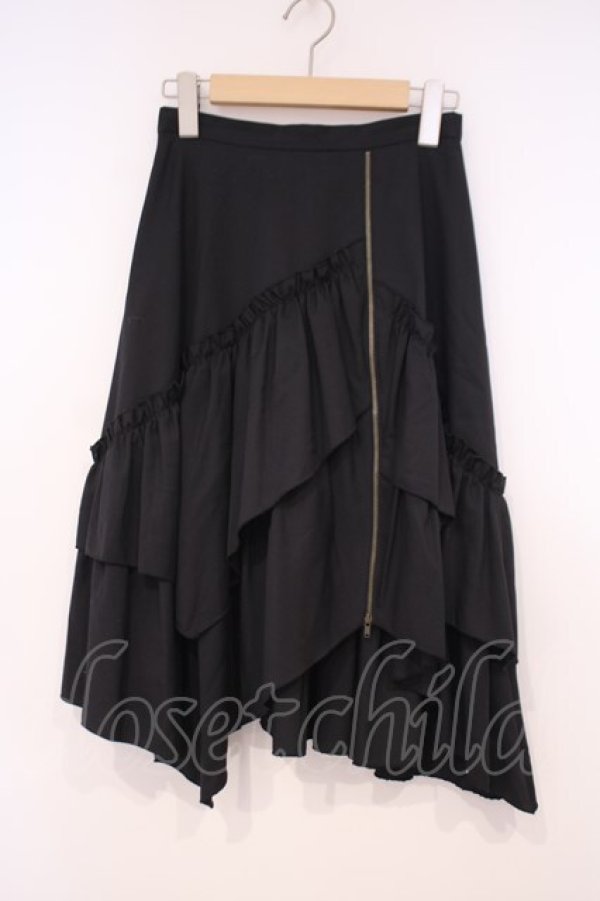 画像1: BPN / アシンメトリーフリルスカート M ブラック O-26-01-29-023-GO-SK-OW-OS (1)