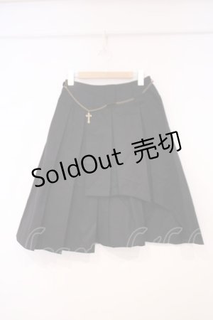 画像: BPN / クロスチェーン付きアシメプリーツスカート M ブラック O-26-01-29-024-GO-SK-OW-OS