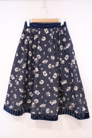 画像: axes femme / 花柄コーデュロイ調スカート M ネイビー O-26-01-29-025-AX-SK-OW-OS
