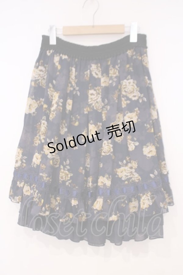 画像1: axes femme / ハシゴレース使い花柄スカート M ネイビーO-26-01-29-027-AX-SK-OW-ZT587 (1)