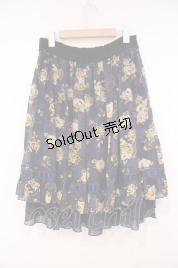 画像2: axes femme / ハシゴレース使い花柄スカート M ネイビーO-26-01-29-027-AX-SK-OW-ZT587 (2)