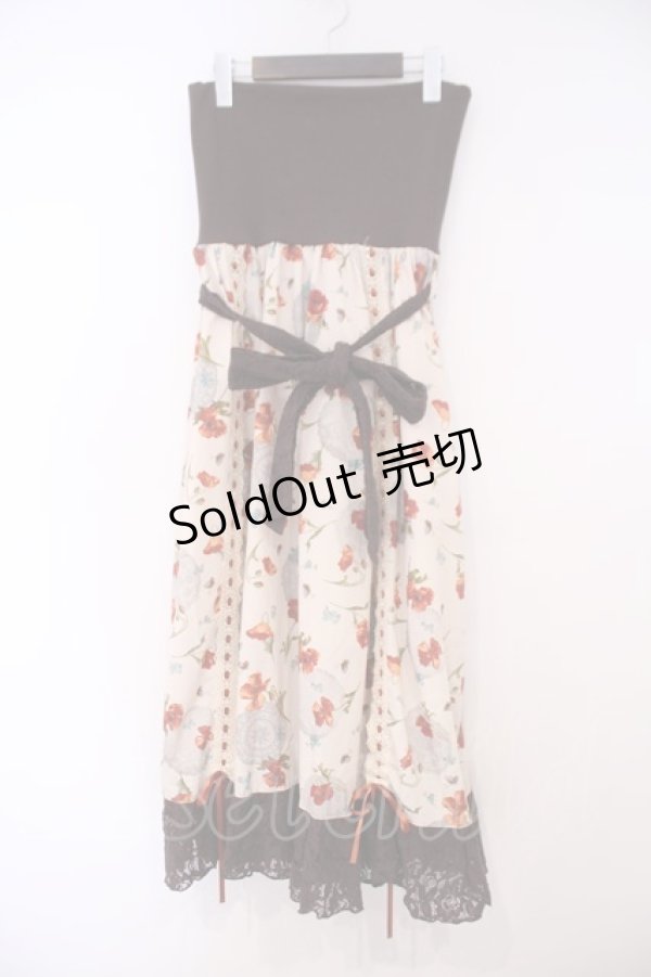 画像1: axes femme / 花柄2WAYスカート M キナリ×ブラウン O-26-01-29-028-AX-SK-OW-OS (1)