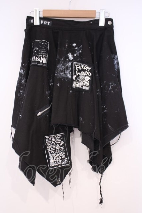 画像1: SEX POT ReVeNGe / パッチ配色ランダムカットスカート L ブラック O-26-01-29-030-SP-SK-OW-OS (1)