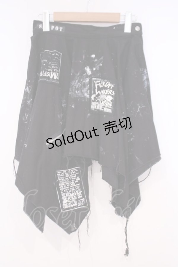 画像1: SEX POT ReVeNGe / パッチ配色ランダムカットスカート L ブラック O-26-01-29-030-SP-SK-OW-OS (1)