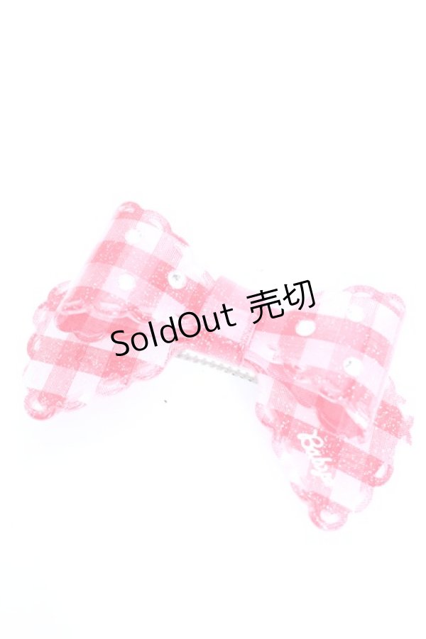 画像1: BABY,THE STARS SHINE BRIGHT / Twinkleギンガムリボンバレッタ  アカ O-26-01-30-056-BA-AC-OW-OS (1)