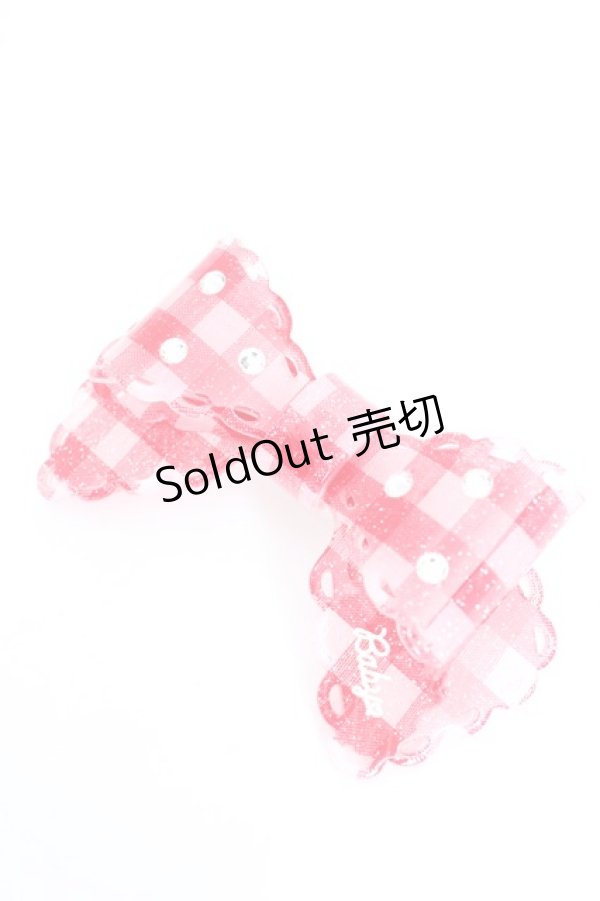 画像1: BABY,THE STARS SHINE BRIGHT / Twinkleギンガムリボンバレッタ  アカ O-26-01-30-057-BA-AC-OW-OS (1)