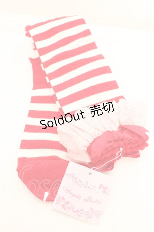 画像2: Angelic Pretty / ストロベリィボーダーハイソックス  アカ O-26-01-30-065-AP-ZA-OW-OS (2)