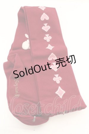 画像: Fairy　Wish / リボンラビットのトランプ柄ソックス  ワイン O-26-01-30-067-LO-ZA-OW-OS