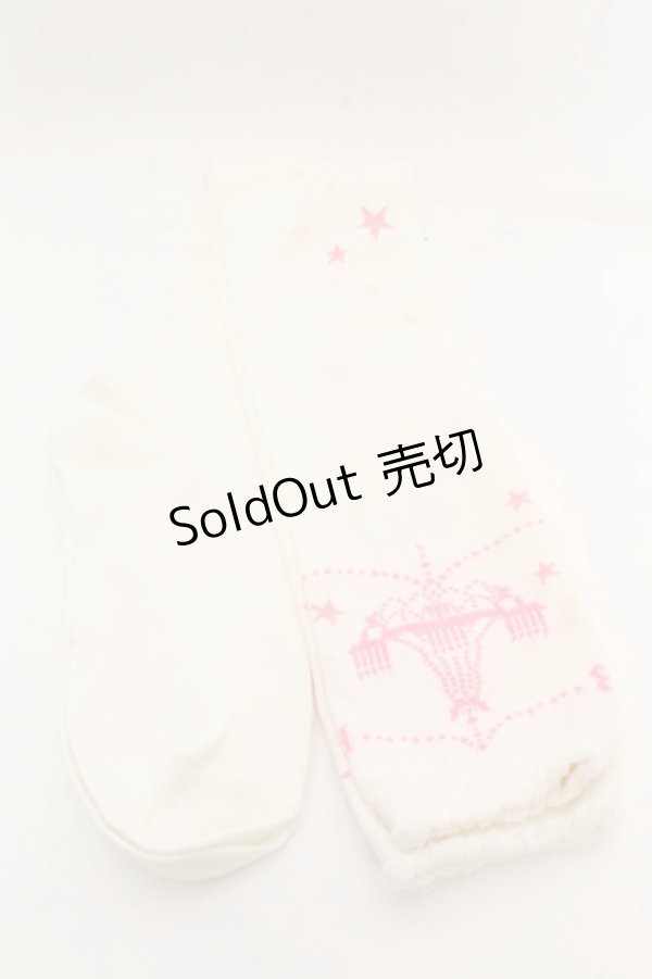 画像1: BABY,THE STARS SHINE BRIGHT / サーカス柄オーバーニーソックス  シロ×ピンク O-26-01-30-069-BA-ZA-OW-OS (1)