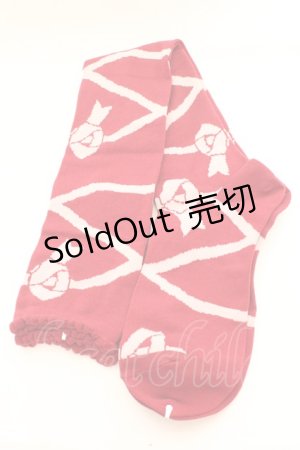 画像: BABY,THE STARS SHINE BRIGHT / レースアップリボン柄オーバーニーソックス  えんじ×ピンクリボン O-26-01-30-070-BA-ZA-OW-OS