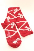 画像2: BABY,THE STARS SHINE BRIGHT / レースアップリボン柄オーバーニーソックス  えんじ×ピンクリボン O-26-01-30-070-BA-ZA-OW-OS (2)