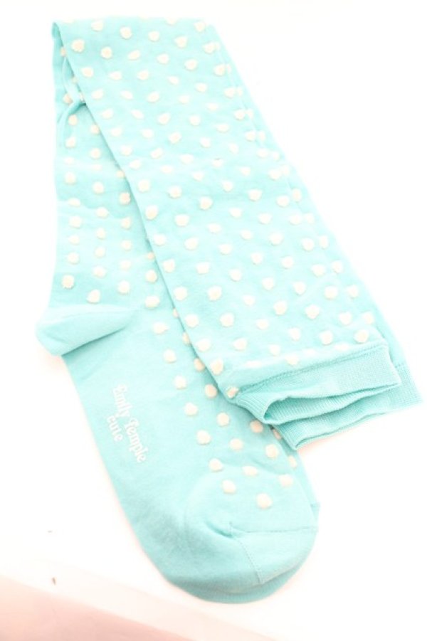 画像1: Emily Temple cute / 水玉オーバーニー  ミントブルー O-26-01-30-074-ET-ZA-OW-OS (1)