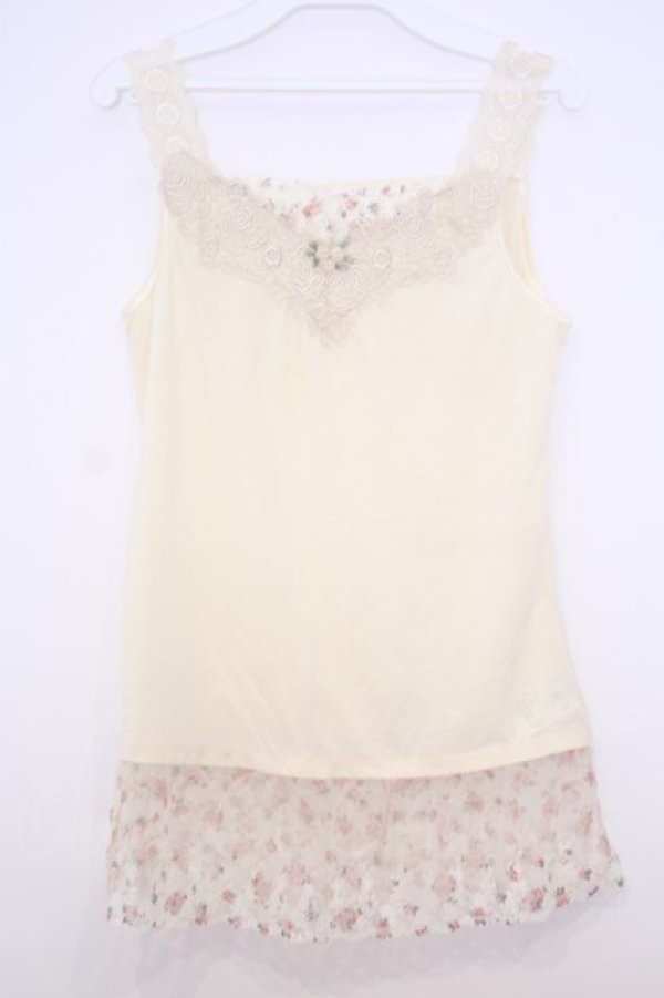 画像1: axes femme / 花柄チュールレース使いタンク  アイボリー O-26-01-30-1040-AX-TO-IG-OS (1)