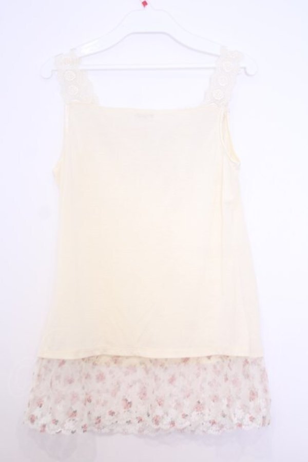 画像3: axes femme / 花柄チュールレース使いタンク  アイボリー O-26-01-30-1040-AX-TO-IG-OS (3)