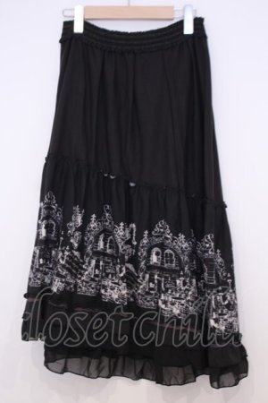 画像: axes femme / パネル柄カットスカート  クロ O-26-01-30-1042-AX-SK-IG-OS