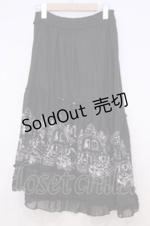 画像: axes femme / パネル柄カットスカート  クロ O-26-01-30-1042-AX-SK-IG-ZT0202D