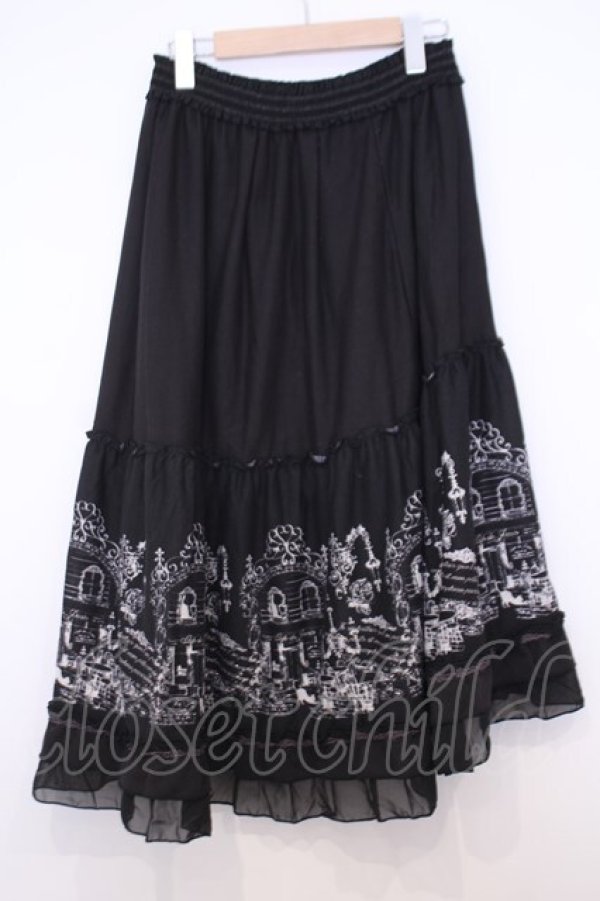 画像3: axes femme / パネル柄カットスカート  クロ O-26-01-30-1042-AX-SK-IG-OS (3)