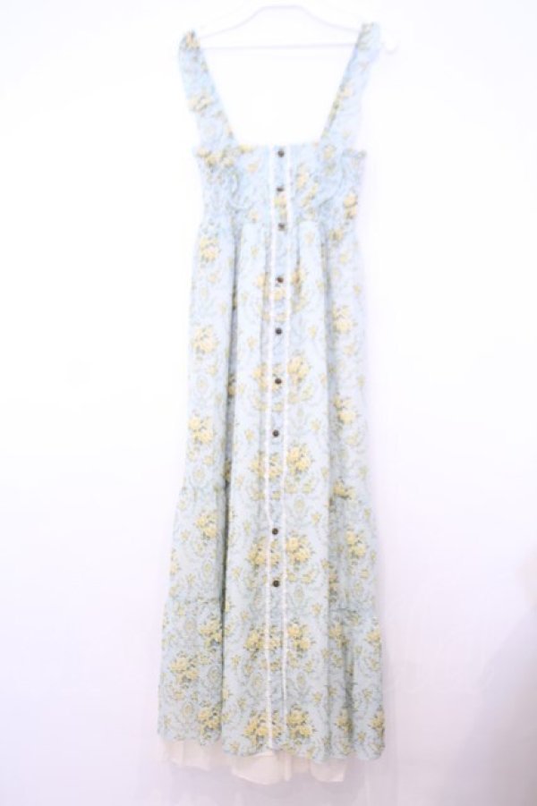 画像1: axes femme / 釦開き総バラ柄ロングワンピース  ミント O-26-01-30-1045-AX-OP-IG-OS (1)