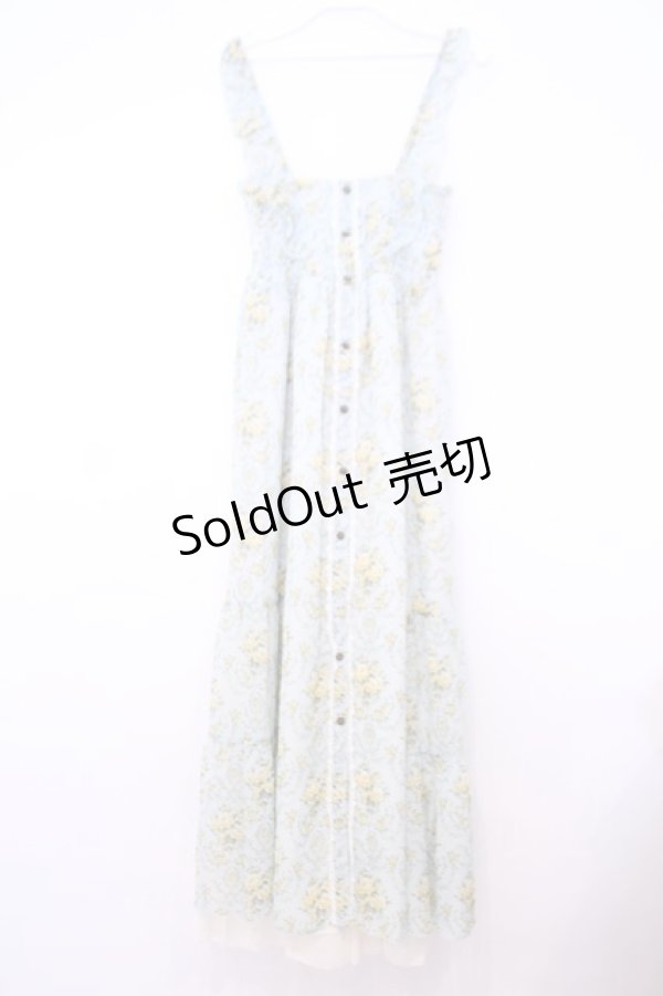 画像1: axes femme / 釦開き総バラ柄ロングワンピース  ミント O-26-01-30-1045-AX-OP-IG-ZT0202D (1)