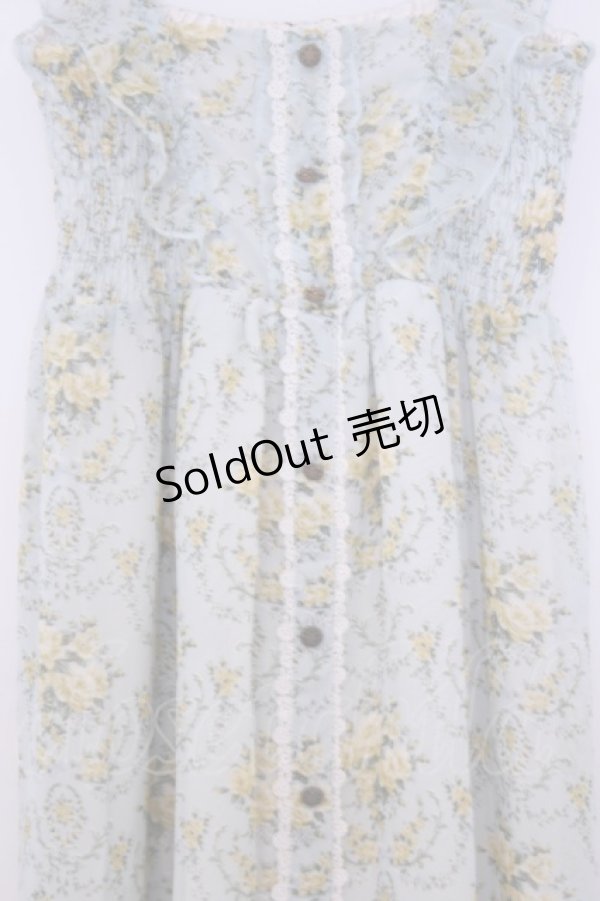 画像2: axes femme / 釦開き総バラ柄ロングワンピース  ミント O-26-01-30-1045-AX-OP-IG-ZT0202D (2)