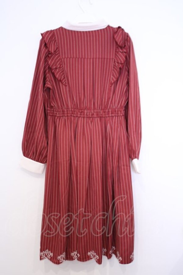 画像4: axes femme / スカラップ刺繍バイカラーワンピース F アカ O-26-01-30-1014-AX-OP-OW-OS (4)