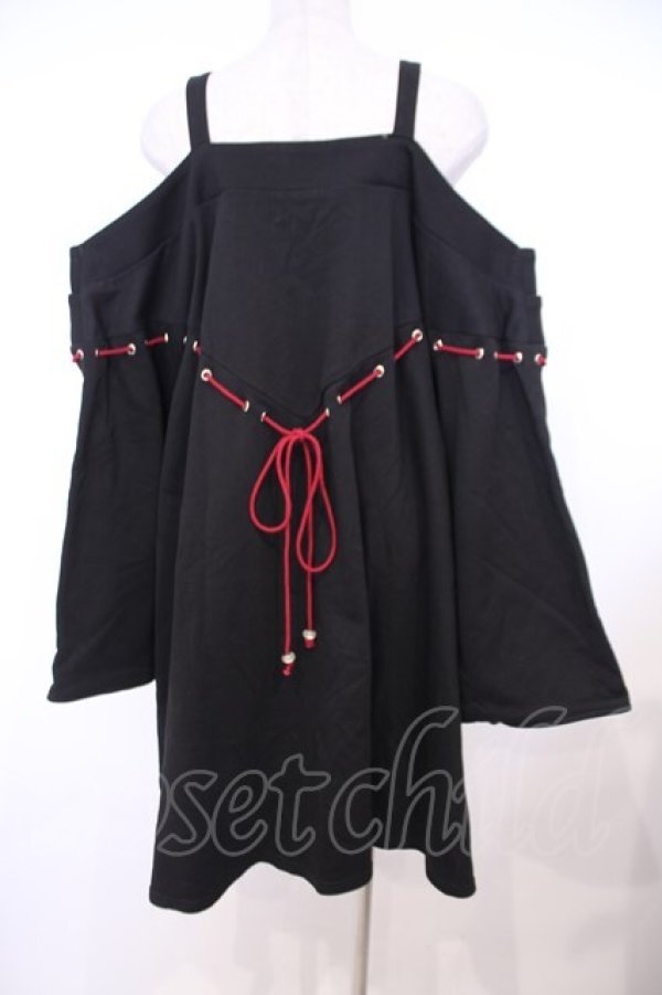 画像3: Favorite / 着物袖オフショルトップス  クロ×アカ O-26-01-30-1002-LO-JA-IG-OS (3)