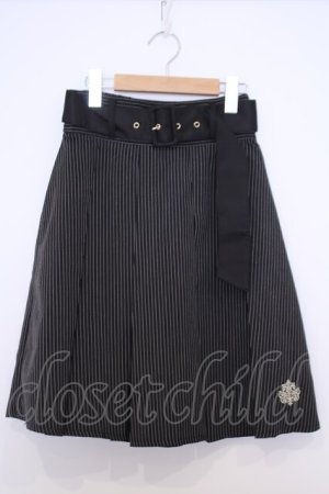 画像: axes femme / ベルト付きプリーツミドルスカート F クロ O-26-01-30-1019-AX-SK-OW-OS